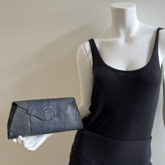 DEBORAH BARNET Ostrich Small Envelope Clutch Bag Handbag - Picture 9 of 9